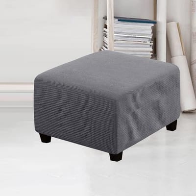 Vierkante Stretch Poefhoes - Antislip, Wasbare Hoes voor Voetenbanken en Poufs, Groot Formaat, Elastische Bodem