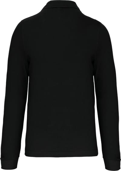 Herenpoloshirt met knopen en lange mouwen Zwart - M