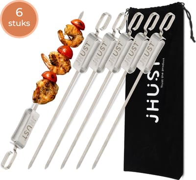 JHust BBQ Spiezen 6 Stuks - Kebab Spiezen - Spiezen BBQ - Vleesspiezen - BBQ Accesoires - BBQ - Kebab Grill - Barbecue accesoires - Barbecue Spiezen