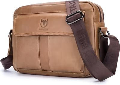 WoYoW® - Heren Schoudertas - Echte Leder - Grote Capaciteit - Handtas - Crossbody Messenger Tassen - Geelbruin