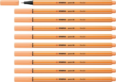 STABILO point 88 - Premium Fineliner - Fine 0,4 mm – Pastel Oranje – Doos 10 stuks