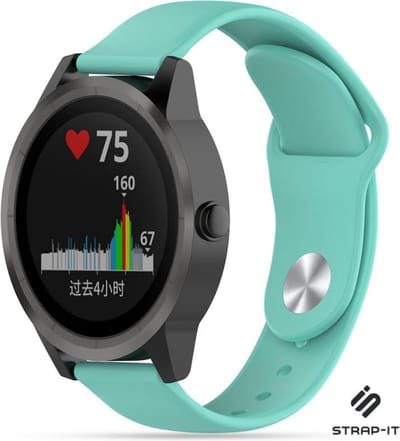 Strap-it Siliconen sport bandje - geschikt voor Garmin Vivoactive 3 / Vivoactive 5 / Vivomove HR / Venu / Venu SQ / Forerunner 245 / 570 - 42mm / 645 - aqua