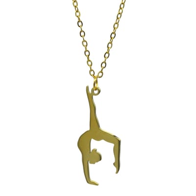 Goudkleurige stalen halsketting voor dames met turnster-hanger in handstand - 45 cm