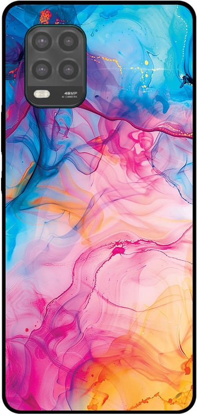 Smartphonica Telefoonhoesje Geschikt voor Xiaomi Mi 10 Lite met Regenboog Acryl Marmer Opdruk - TPU Backcover Case Rainbow Acrylic Marble Design geschikt voor Xiaomi Mi 10 Lite