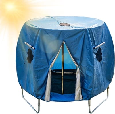 Trampolinetent - Luifel Afdekking - Buiten Spelen - Verbeterde Luchtcirculatie - Tot 4.3 Meter - Blauw
