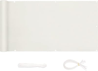Balkonscherm, ondoorzichtig, wind- en uv-bescherming, weerbestendig, 75/90/120 cm x 600/500/300 cm, met oogjes, nylon kabelbinder en koord, wit