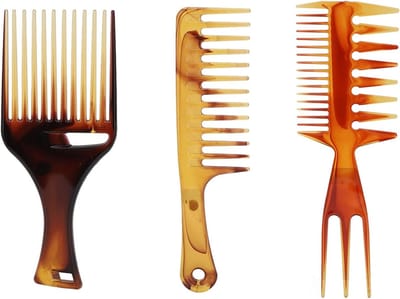 Professionele Styling Kam Set voor Natuurlijk Krullend Haar - 3 Stuks Haarstyling Tools, Kam voor Afro Haar en Steil Haar