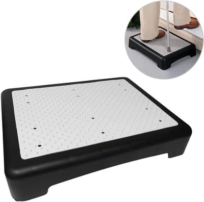 Voetenbankje - 1 stuk - Draagbare opstapkruk - Antislip voetensteun - 43×33×9cm - Geschikt voor binnen- En buitengebruik - Opstapkruk - Draagbare opstapkruk - Geschikt voor auto's, nachtkastjes, kantoren, doucheruimtes, trappen, enz. - Zwart-wit