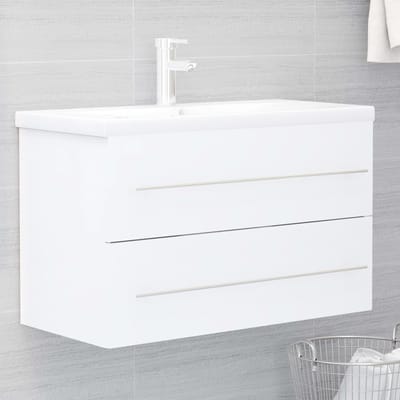 vidaXL - Wastafelkast - met - ingebouwde - wastafel - spaanplaat - wit