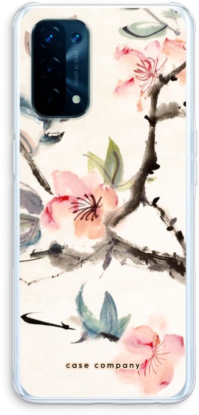 Case Company® - Hoesje geschikt voor Oppo A74 5G hoesje - Japanse bloemen - Soft Cover Telefoonhoesje - Bescherming aan alle Kanten en Schermrand