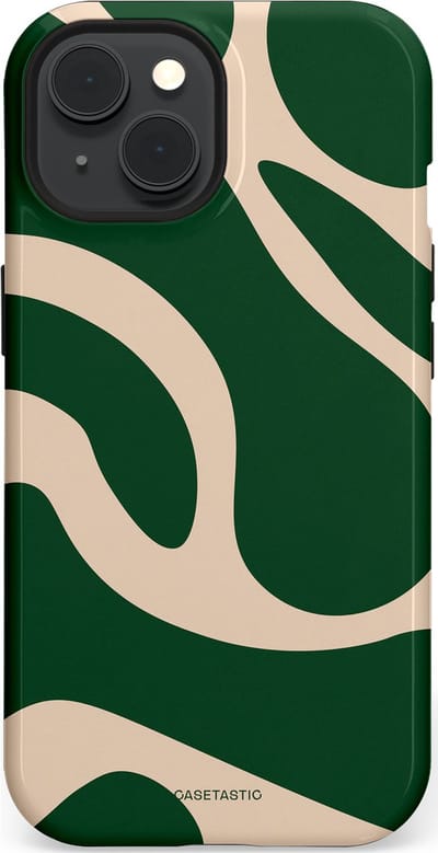 Casetastic hoesje geschikt voor Apple iPhone 15 - MagSafe - Dubbellaagse bescherming - Groen Bos en Zand Duinen - Fashion Case - Donkergroen Zand