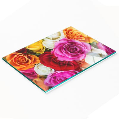 Multifunctionele decoratieve snijplank voor in de keuken met verstevigde randen, kleurrijke rozen, 80x52 cm