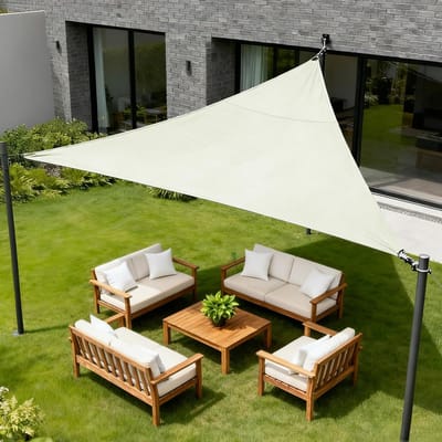 Dailygoods- Zonnescherm Driehoekig 2.5x2.5x3.5m - 420D Oxford Stof - 95% UV-Bescherming - Waterdicht - Vlekbestendig - Duurzaam en Slijtvast - Zonzeil