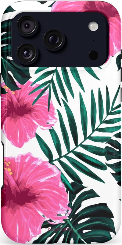 Casetastic hoesje geschikt voor Apple iPhone 17 Pro Max - MagSafe - Dubbellaagse bescherming - Tropenavond - Fashion Case - Roze Wit Donkergrijs Lichtgrijs