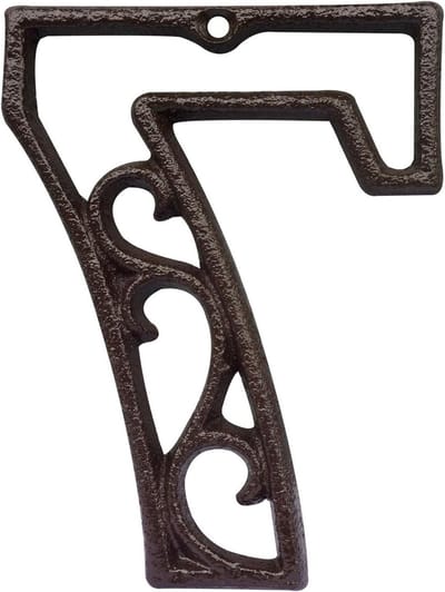 Decoratief Huisnummer - Adrescijfer Gietijzer - Huis Identificeren - Rustiek Uitgehold Ontwerp - 4.6 Inch Hoog - Antiek Zwart