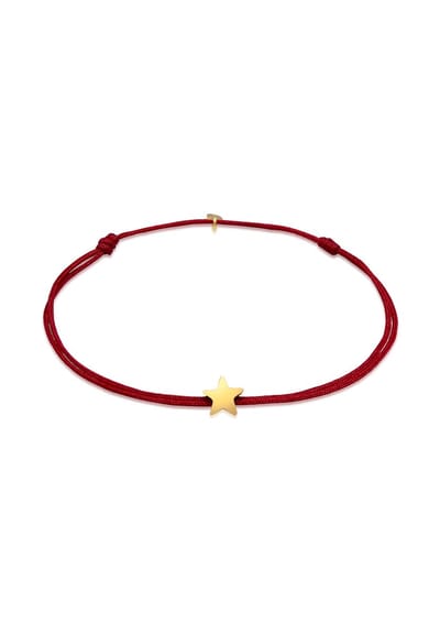 Elli - Armband - Dames Ster Symbool Astro met Nylon Donkerrood in 925 Sterling Zilver Verguld - Dames