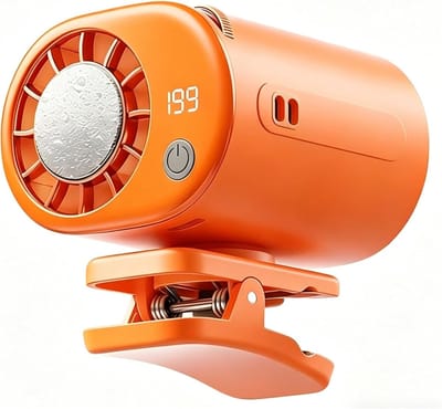 Klemventilator met koelfunctie - Oplaadbare draagbare ventilator - 199 standen USB ventilator - 360° draaibare clip ventilator - met 2000mAh batterij en LED display - ABS - 63,5×77,6×67,4 mm - Geschikt voor kinderwagen en buiten - Oranje