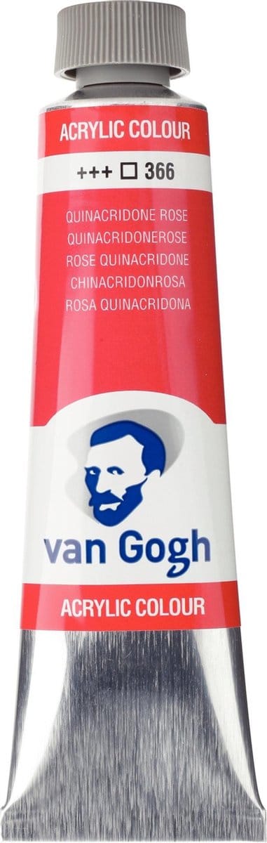 Van Gogh Acrylverf Roze - Acrylpaint - 366 Quinacridonerose - Acrylic Verf Paint - Acrylaatverf - Roze Hobbyverf - Watergedragen Verf - Sneldrogende Pigmentrijke Verf - 40ml