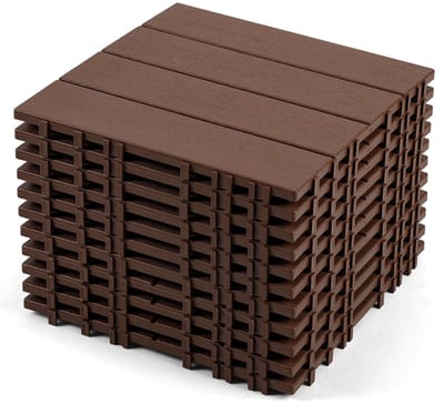 Terrastegels plastic - 66 Stuks 6m² - Makkelijke en Snelle Montage - Tuintegels - 30x30cm - Bruin