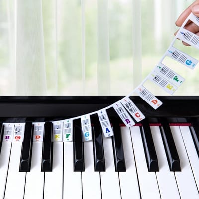 Uitneembare Piano Toetsenbord Etiketten voor Beginners - Leer Muzieknoten op 88/61/58/49/37 Toetsen