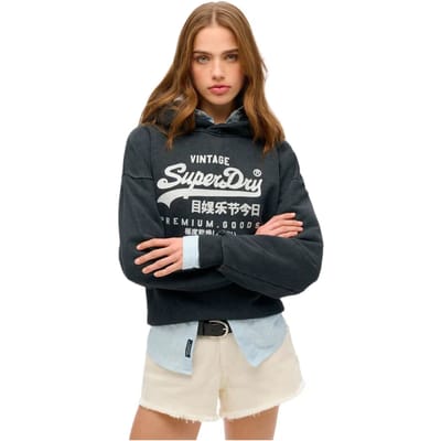 Superdry - Vintage Relaxed-hoodie met metallic logo - Dames - Hoodies