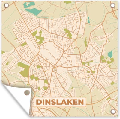 Tuin poster Plattegrond - Kaart - Dinslaken - Vintage - Stadskaart - 200x200 cm - Tuindoek