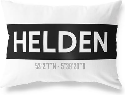Tuinkussen HELDEN - LIMBURG met coördinaten - Buitenkussen - Bootkussen - Weerbestendig - Jouw Plaats - Studio216 - Modern - Zwart-Wit - 50x30cm