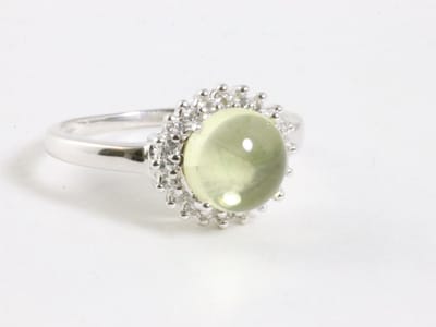 Ronde hoogglans zilveren ring met lemon kwarts en witte topaas - maat 18