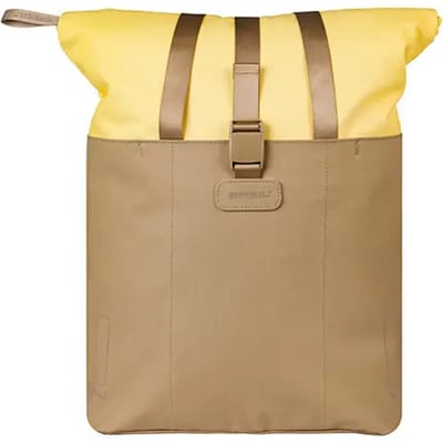 Basil Vive - Enkele fietstas - 15-20 Liter - Waterdicht - Reflectie details - Gerecycled materiaal - MIK Hooks - Incl. laptopvak - geel/zand