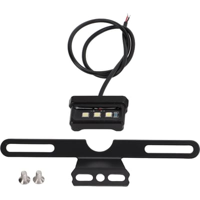 Feu de plaque d'immatriculation moto LED bleu avec support universel pour voiture, camion, remorque, camping-car 12 V, noir