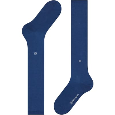 Burlington Dublin lang eenkleurig katoen kniekousen heren blauw - maat 40-46