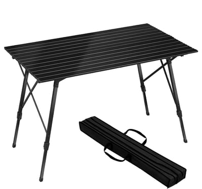 Opvouwbare Picknicktafel - Campingtafel Tuinset - Buiten Eten - Duurzame Aluminium Constructie - 120 x 68.5 cm - Zwart