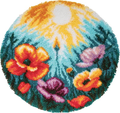 Vervaco - Knoopvormtapijt kit - Klaprozen - PN-0207606 - Borduren - Borduurpakket - Borduurpakket volwassenen - Borduurpakket kind