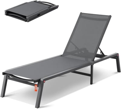 Ligstoelen voor buiten - Tuinstoel inklapbaar - Ontspannen in de zon - 5 verstelbare posities - 182x60cm - Grijs