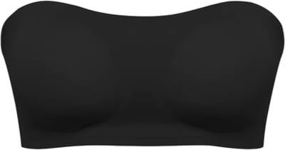 Strapless naadloze BH dames – push-up bandeau top, comfortabele tube top met verwijderbare padding, antislip ondersteuning & zachte lingerie voor dames - Zwart - Maat S