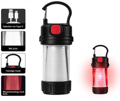 Crrynuo LED lantaarn - Kampeerlamp - Campinglamp - Lantaarn - Tentlamp - Zwart - Draagbaar - Camping lamp