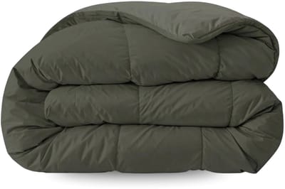 Zelesta Pure Uni Olijfzwart 140x200cm - Katoenen dekbed zonder overtrek - Wasbaar dekbed - Hoesloos dekbed - 2 in 1 Dekbed met vaste overtrek
