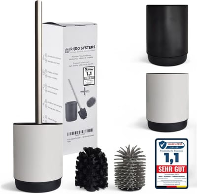 SnelShoppen - Premium Toiletborstel Set met RVS Handvat, Stabiliteit, Interchangeable Borstels, Krassenbestendig, Voor Toilet en Badkamer Schoonmaak