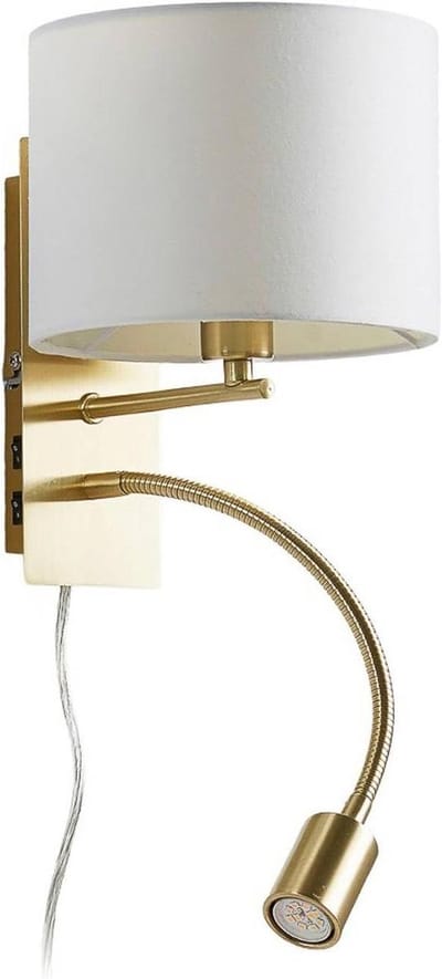 Wandlamp Stoffen Kap - Florens Lamp - Woonkamer Verlichting - Modern Design - 40 Watt E14 - Wit