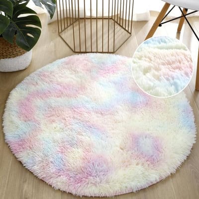 Rond tapijt voor de woonkamer, zachte dikke slaapkamertapijten, pluche zachte antislip ronde vloerkleden, tie-dye fluwelen mat Diameter 80cm