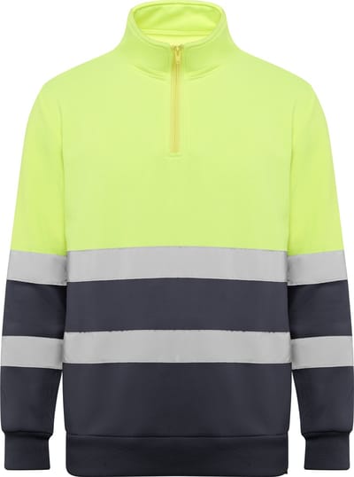 High Visisbility Fleece Shirt Lood Grijs / Fluor Geel, met reflecterende strepen model Spica merk Roly S