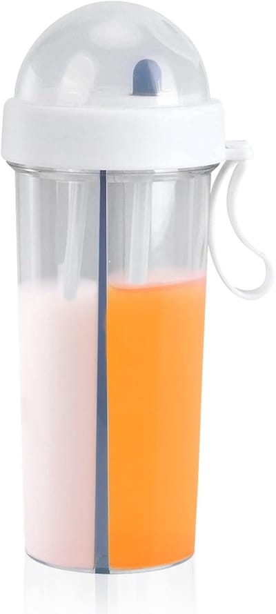 Dual Use Waterfles, dubbelzijdige waterbeker grote Dual Use Waterfles Student Shakers fles met deksel voor kamperen, sport [wit]
