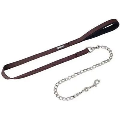 Hondenriem met zilveren ketting Eskadron
