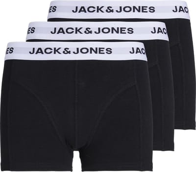 Jack & Jones Junior Zwarte Kinder Boxershorts Jongens JACBASIC 3-PacK Zwart - Maat 128