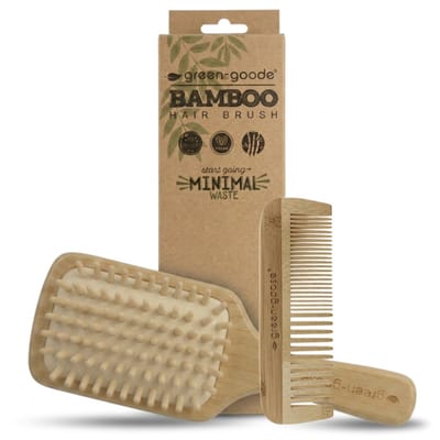 green-goose® Bamboe Borstel en Kam - Duurzame Haarverzorgingsset - Stevig, anti-statisch en licht in de hand