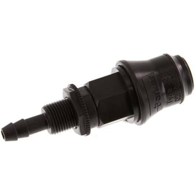 POM DN 5 Koppeling Snelkoppeling 6 mm Slangpilaar Schotkoppeling