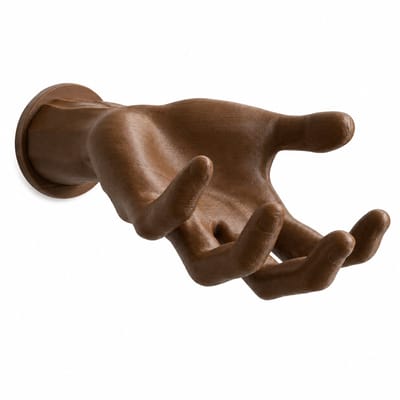 Decoratieve Hand Wandhaak – Moderne Kapstokhaak voor Jas en Tas – Wanddecoratie voor Hal, Woonkamer, Slaapkamer en Kantoor – 10 × 15 cm – Roasted Chestnut