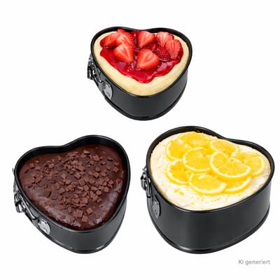3-delige set springvorm zwart hart – 22277539