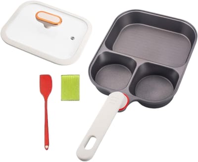 Ontbijtkoekenpan - Eierpan Verdeeld - Maaltijdvoorbereiding - Antiaanbaklaag - 30 cm - Zwart