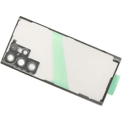 Achterkant Glas Cover Vervanging voor Galaxy S22 Ultra met Vooraf Geïnstalleerde Cameralens Tape Reparatiegereedschap Telefoonstandaard Zwart white